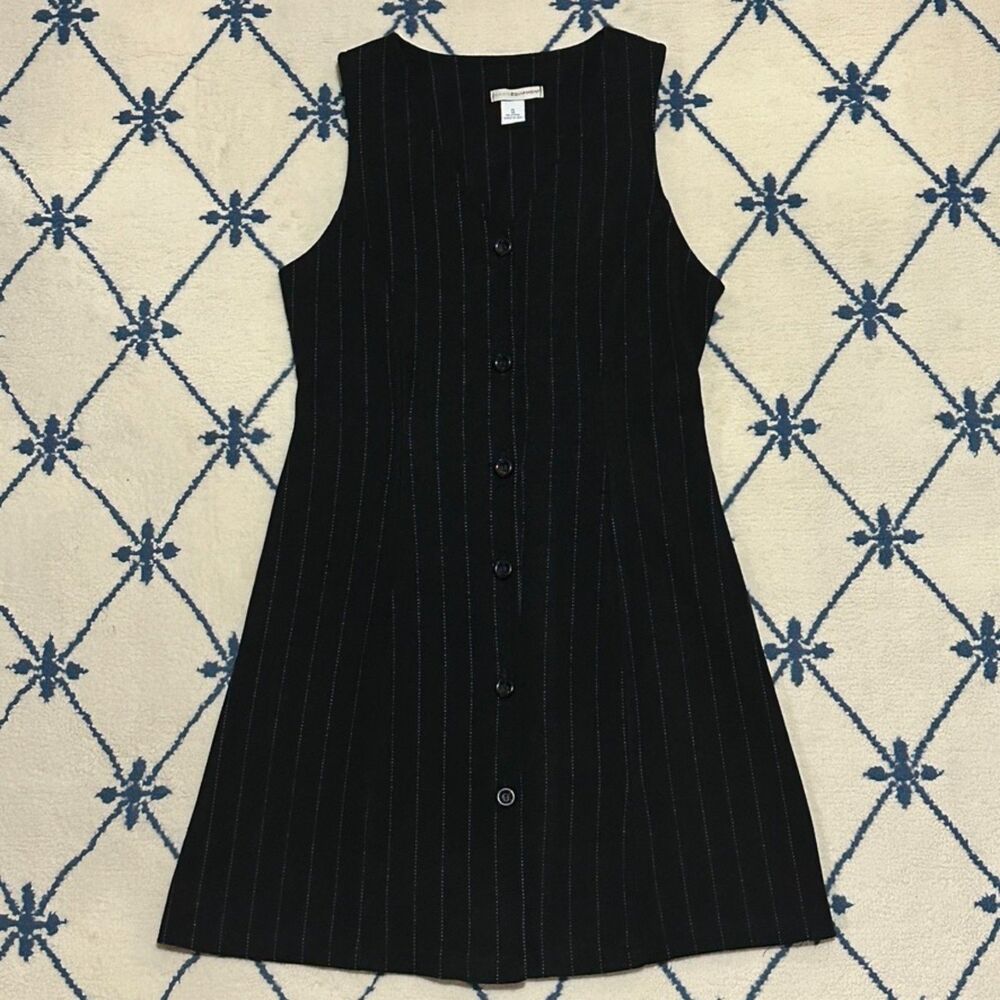 Basic Equipment Vintage 90s Pinstripe Sleeveless Button-Front Vest Dress